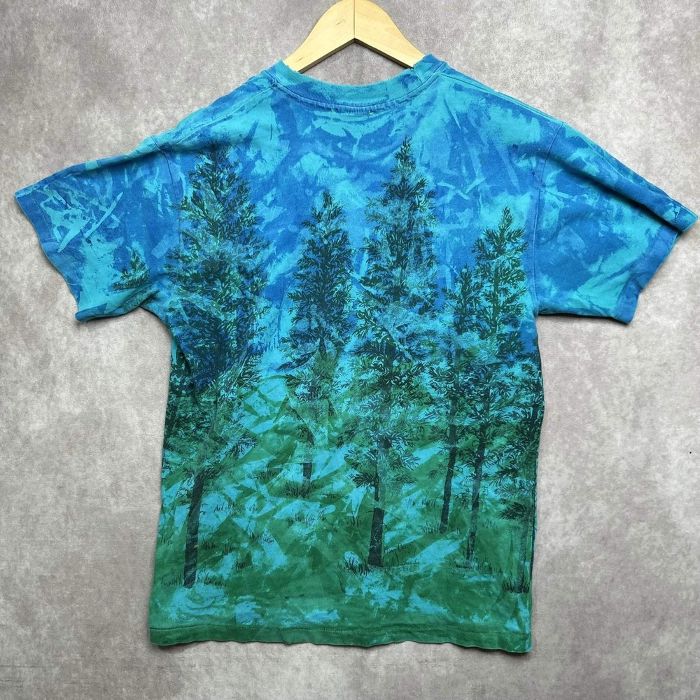 Vintage Teal Tree Lighting AOP Shirt Single Stitch Hood River Oregon Tshirt - Picture 2 of 4